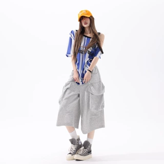 休闲新品｜慵懒outfit｜活力与力量感 灰色大口袋星星