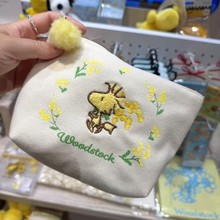 日系刺绣糊涂塔克小黄鸟刺绣化妆包可爱卡通女生杂物收纳包零钱包