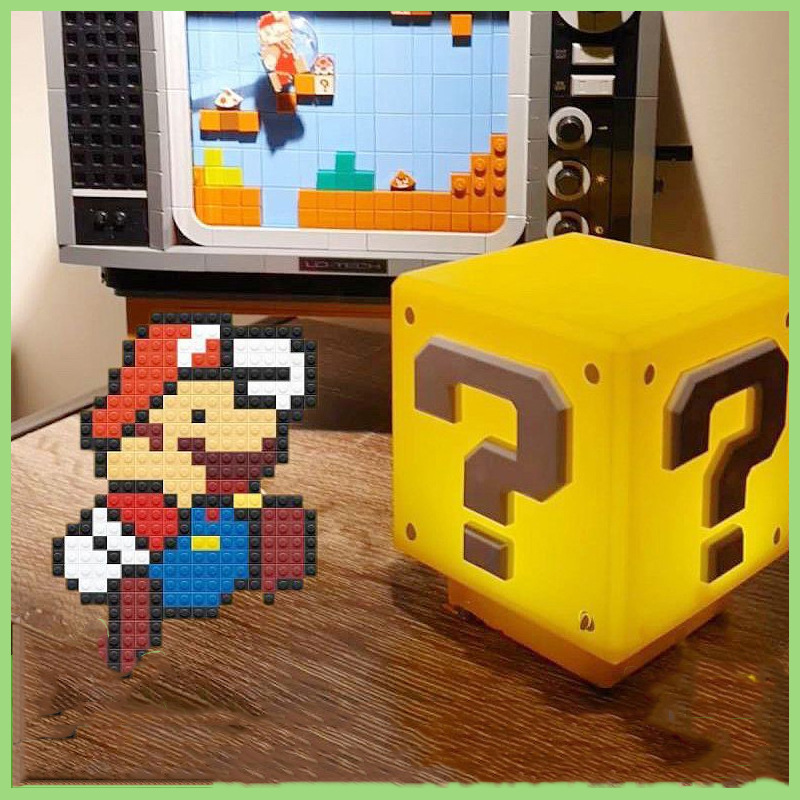 Mario Light Question Mark Light Sound-Emitting Rechargeable Night Light Cube Desktop USB Night Light Cross-Border Night Light