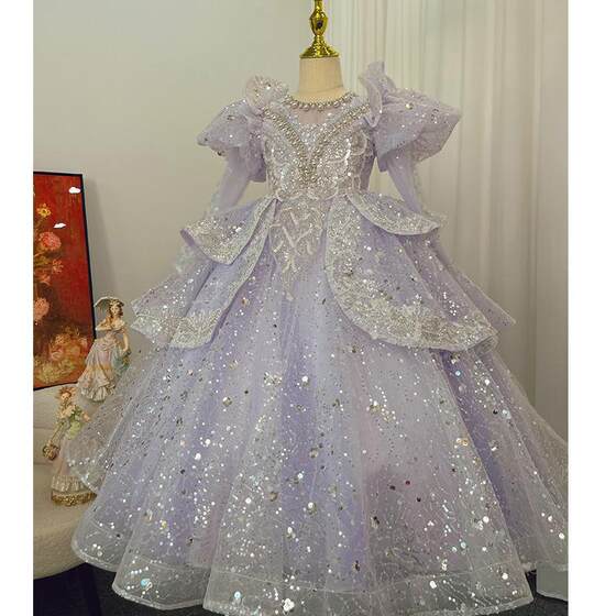 Children's Dress Light Luxury Niche High-end Autumn and Winter Girls' Birthday Princess Dress Host Piano Performance Dress