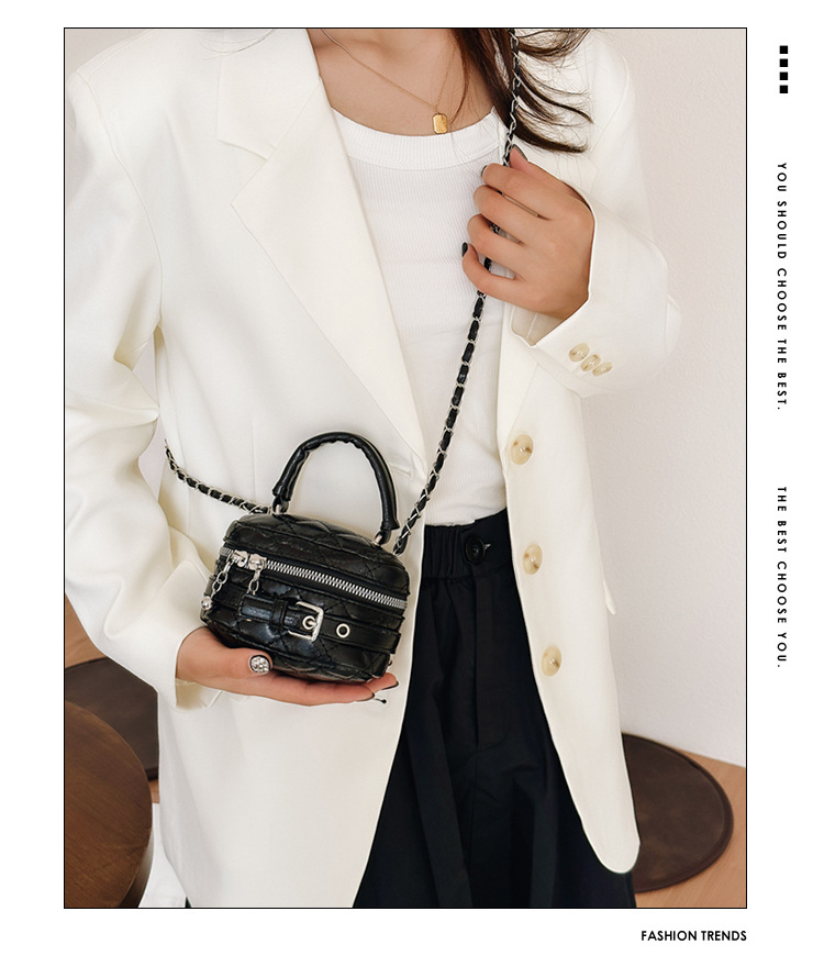 175g Weight Sewing Thread Fashion Element Zipper Closure Type Single Shoulder Strap Strap Type Shoulder Bag Bags Type Daily, Shopping Occasion pu Material Lingge Pattern All Seasons Season Girl'S Gender Basic Style Square Shape Girl'S Pu Lingge Basic Sewing Thread Square Zipper Shoulder Bag 无