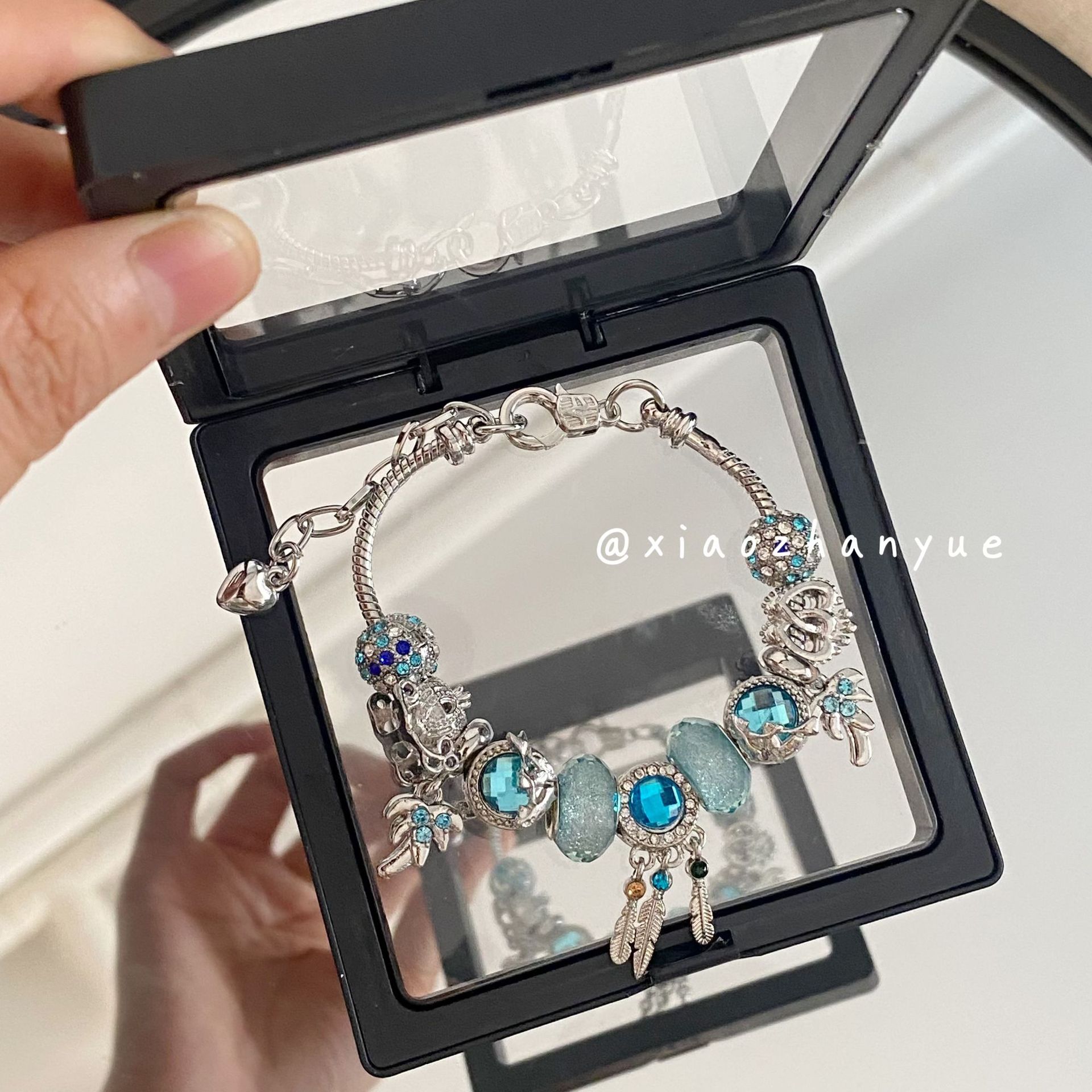 Blue slam dream catcher bracelet (lobster clasp)