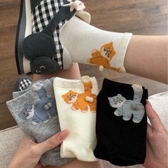 原版小红书爆款猫咪蛋蛋袜子女中筒袜ins潮棉质情侣恶搞趣味卡通