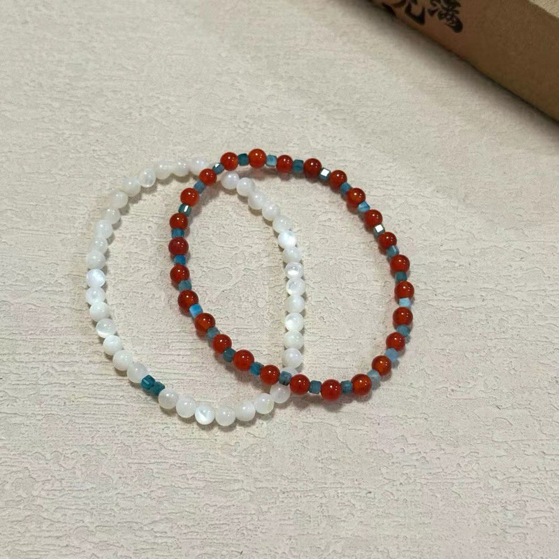 Simple Original Female Garnet Vintage Ins Niche Design Elegant Bracelet Blue Phosphorus Gray Red Natural Stone Wine Red