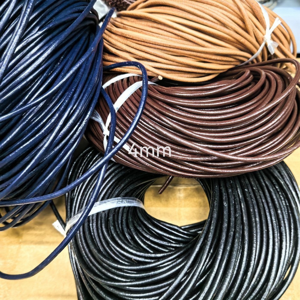 4mm牛皮绳真皮圆绳编织线配件手工diy项链手链挂件皮艺材料批发