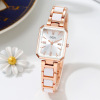 Square quartz swiss watch, light luxury style