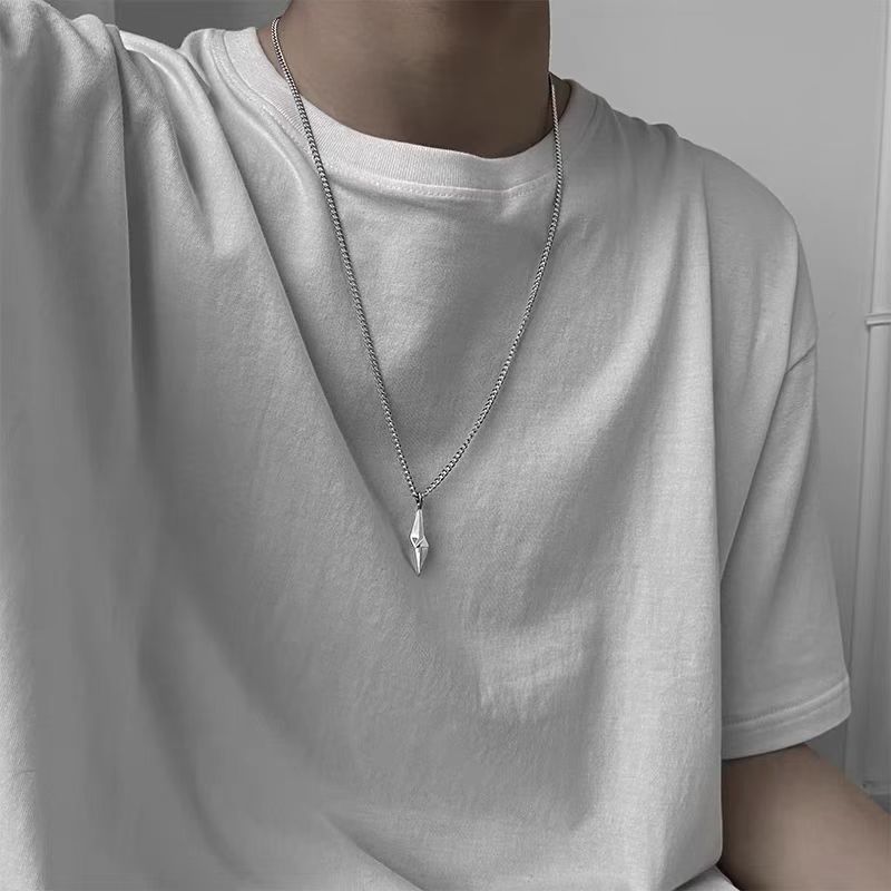 Six-pointed Star Titanium Steel Necklace For Men Geometric Design_voghion.com