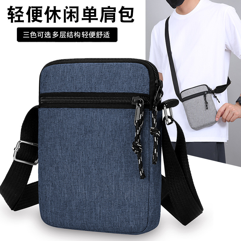 Comercio exterior nuevo bolso de hombro portátil ligero para hombres bolso de lona de teléfono móvil casual simple bolso de moda al aire libre con bolso de mochila