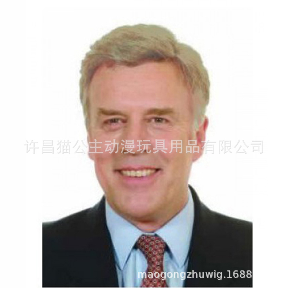 Cross-border supply middle-aged and elderly short wig partial handsome linen men's wig factory in stock wholesale