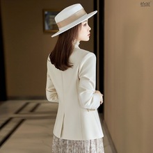 米白色西装外套女高级感2024早春新款修身显瘦短款小个子西服上旭