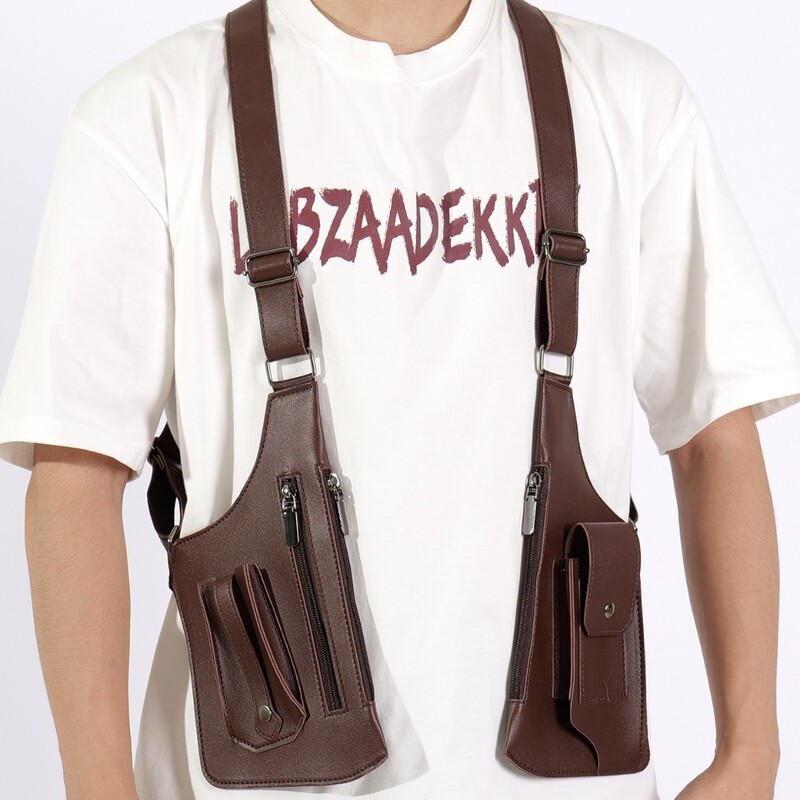 Amazon Men's Vintage Underarm Bag Multifunctional Shoulder Bag Women's Outdoor Phone Bag Strap Crossbody 1861 Brown