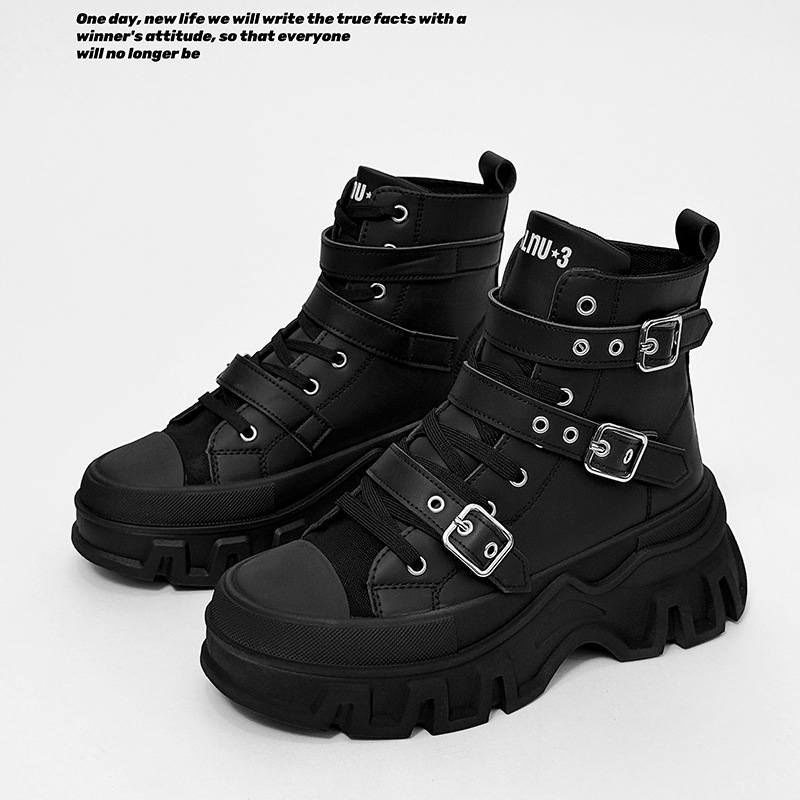 2026 New Punk Boots, Martin Boots, Men's Boots, Motorcycle Boots, Thick-Soled Height-Increasing Leather Boots, Cross-Border Large Size Boots Shoes