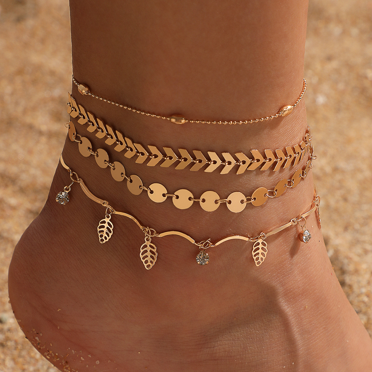 Fashion Geometric Alloy Plating No Inlaid Women's Anklet display picture 1