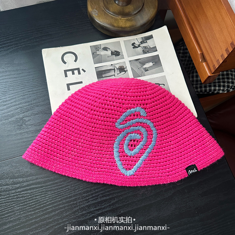 2025新款韩系漩涡蚊香刺绣针织帽女百搭显脸小显白冷帽渔夫帽|undefined
