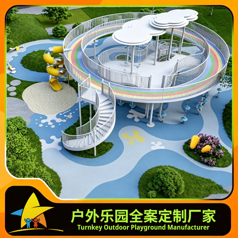 Deslizante de acero inoxidable al aire libre jardín de infantes combinación de niños escalada corredor marco taladro barril gran fábrica de instalaciones de paseos
