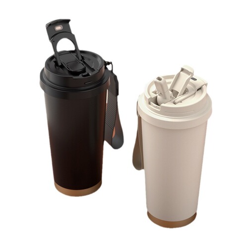 Thermos cup 316 ceramic liner coffee cup large capacity female high-looking portable double drink straw water cup