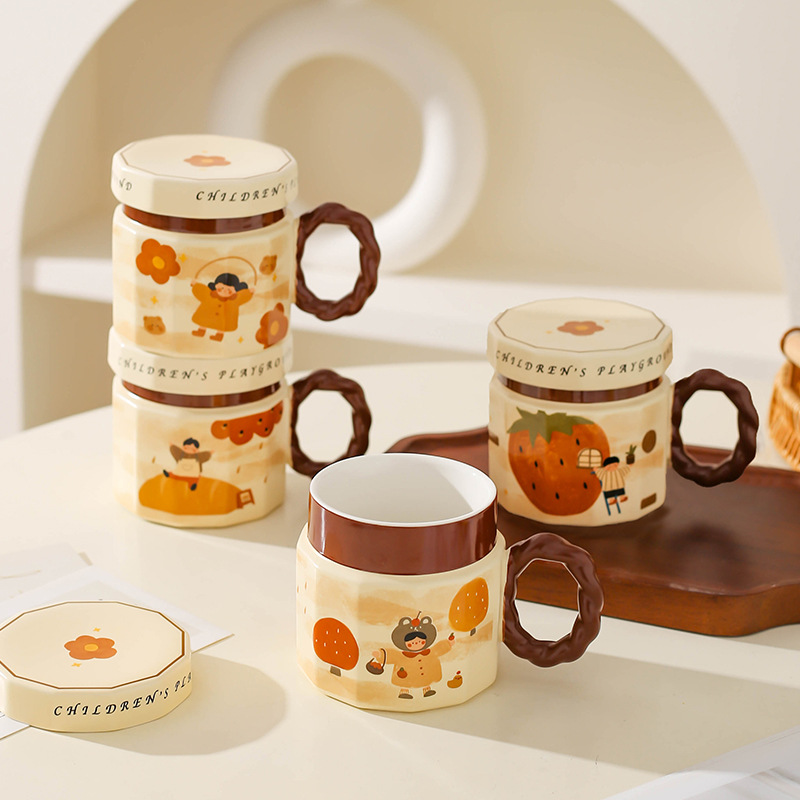 Vintage Girl Taza de cerámica regalo de mano pareja taza de agua taza de oficina de chicas taza de café