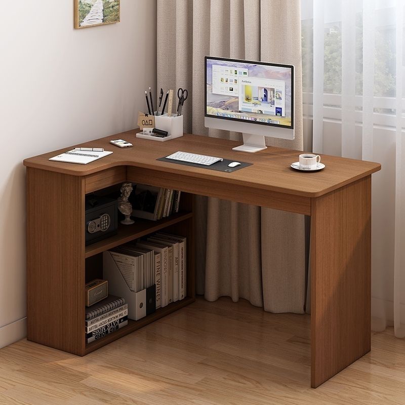 Solid Wood Simple Desk Corner Desktop Bookshelf Integrated Student Study Table Bedroom Writing Computer Table Home Table