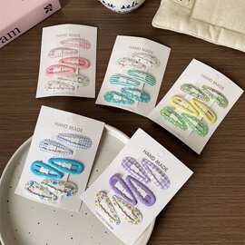 儿童发夹侧边刘海碎发卡多彩波浪bb夹发饰可爱女孩碎发夹头饰批发