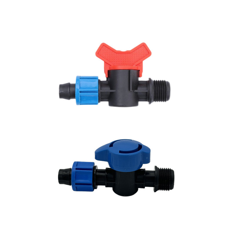 Válvula de alambre exterior al por mayor válvula de rosca macho accesorios de riego por goteo válvula de derivación correa de riego por goteo de plástico flexible válvula de derivación 211