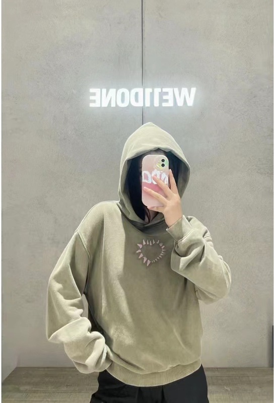潮牌高街WE11立体印花小熊休闲宽松情侣T恤男女同款卫衣外贸批发|undefined