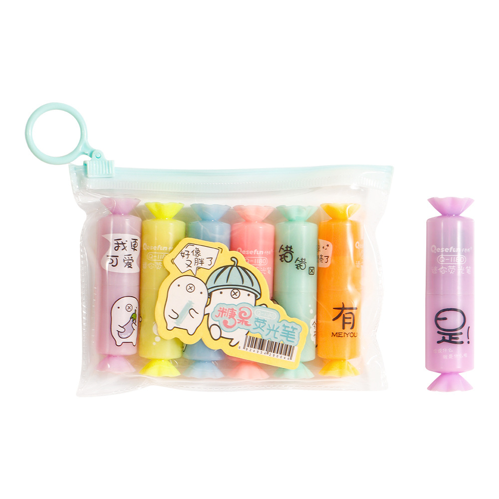 Resaltador Mini Radish Resaltador Color Pintura Bolígrafo clave Bolígrafo Marcación Bolígrafo de graffiti de cuenta manual Bolígrafo de color Juego de 6 colores