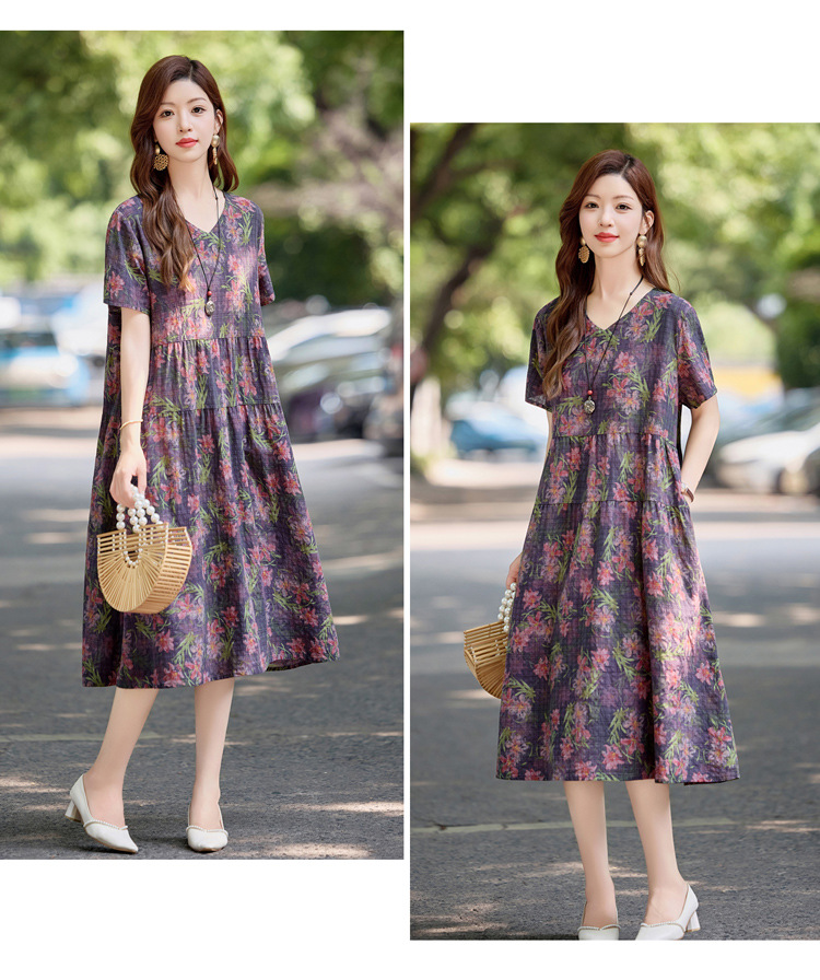 Đầm maxi nữ cotton linen in họa tiết thắt eo 2025 — Màu ảnh 03, Màu ảnh 04, Màu ảnh 01, Màu ảnh 02 chi tiết 19