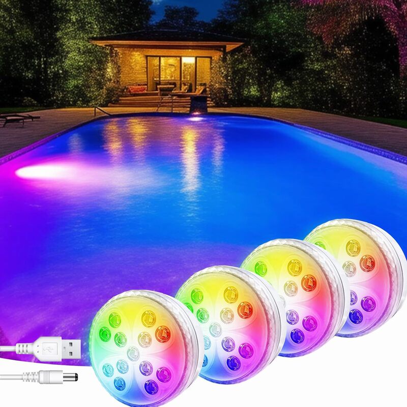 Pool light USB rechargeable submersible light LED bathtub light bathing light projection floating fish tank fountain light stage light