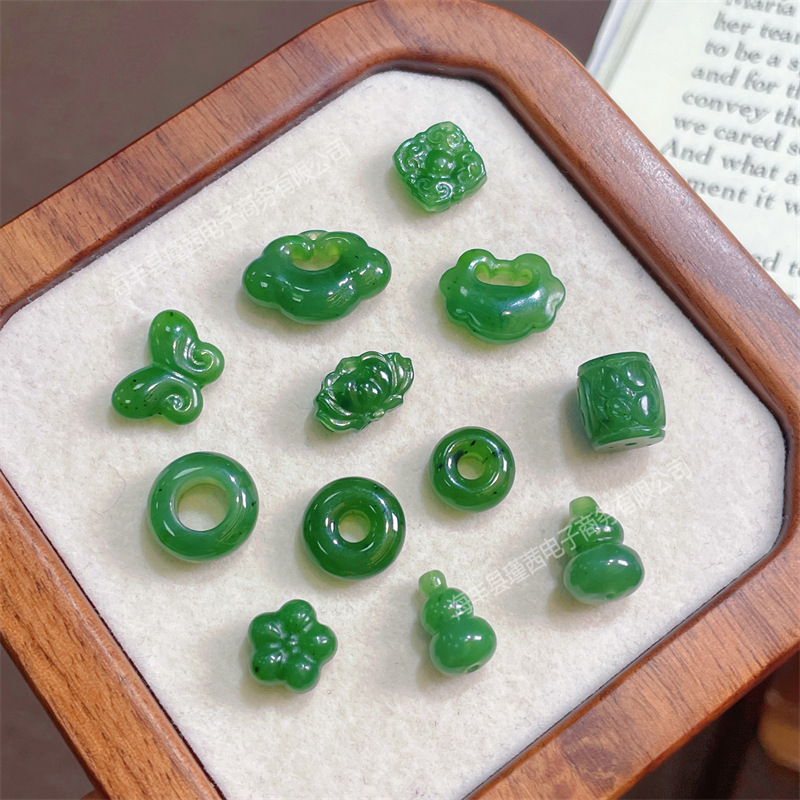 Natural Hetian Jade Jasper Peace Buckle Ruyi Carving DIY Accessories for Jewelry, Necklace Pendants, and Mobile Phone Chains