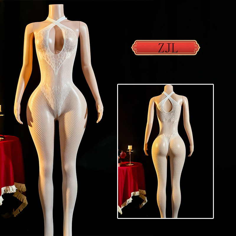 Body de Red con Halter ZJL de Nailon para Citas de Pareja
