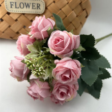 新款外贸批发仿真花婚庆把束花玫瑰手捧花小把花布置摆件高档玫瑰