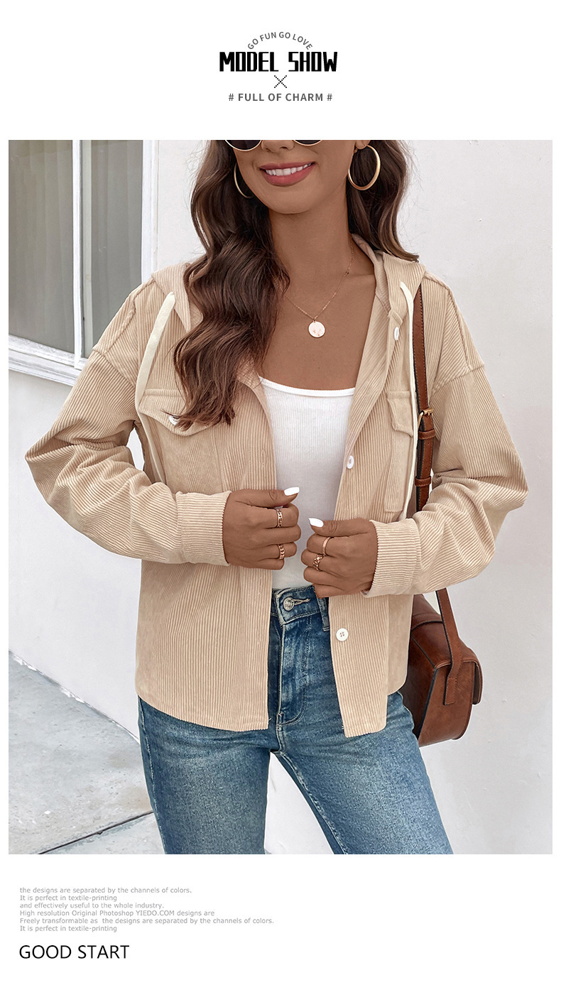 Veste Cardigan Décontractée à Boutons à Revers de Couleur Unie_voghion.com