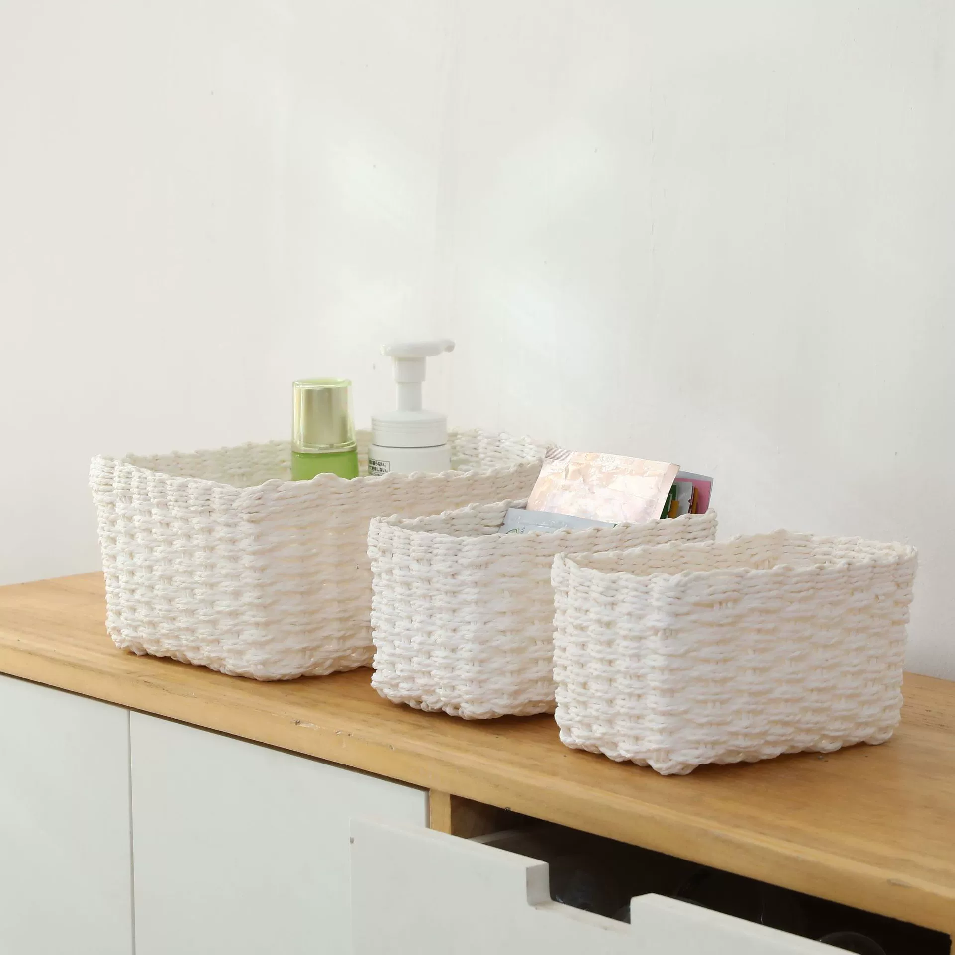 Бумажная веревка тканая Корейская корзина для хранения комнатная одежда корзина для хранения косметики солома Настольный ящик для хранения всякой бумажной линии