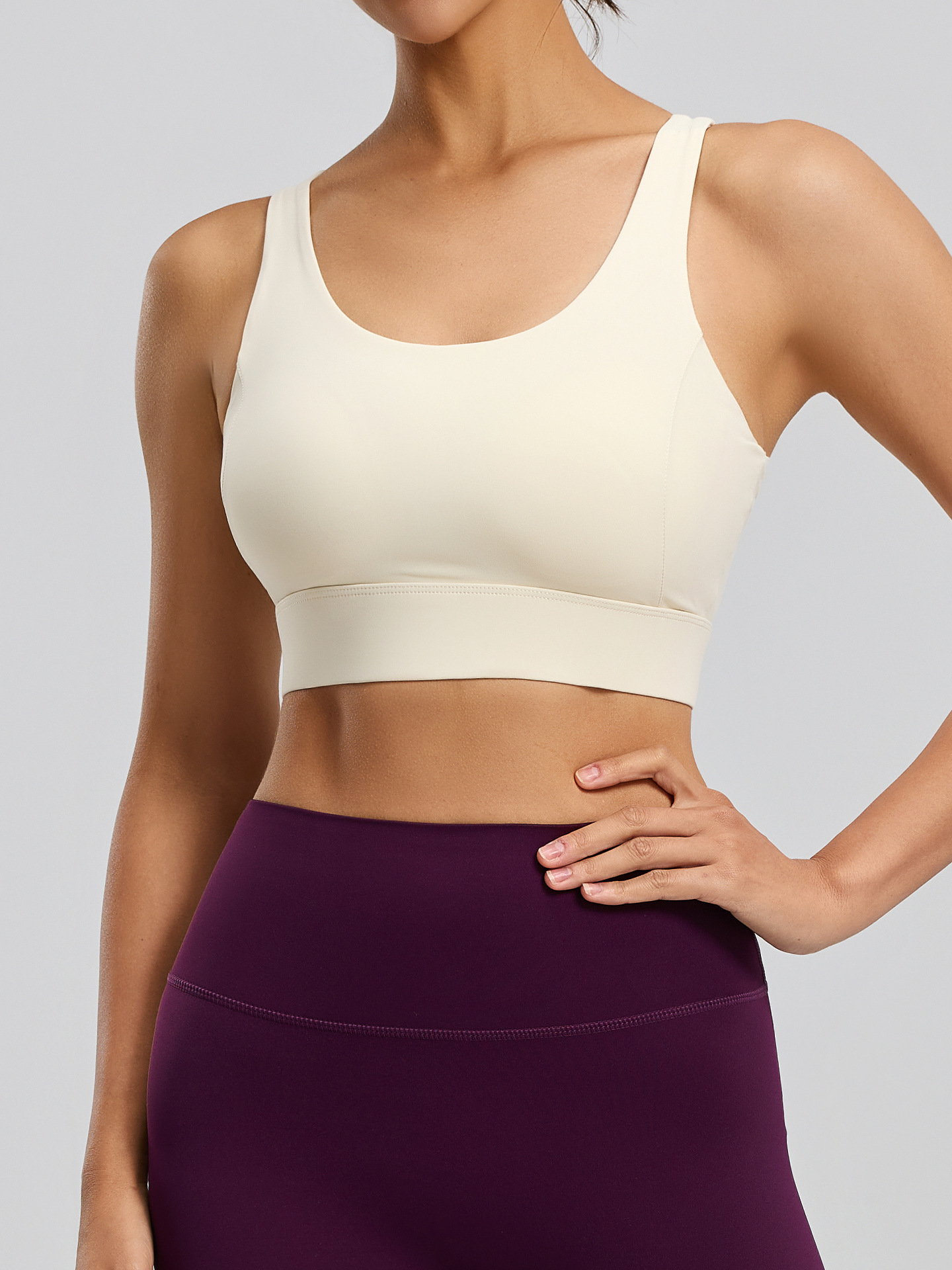 Sujetador deportivo Juyitang transpirable con botones, a prueba de golpes de alta intensidad, push-up, sin aros para mujer