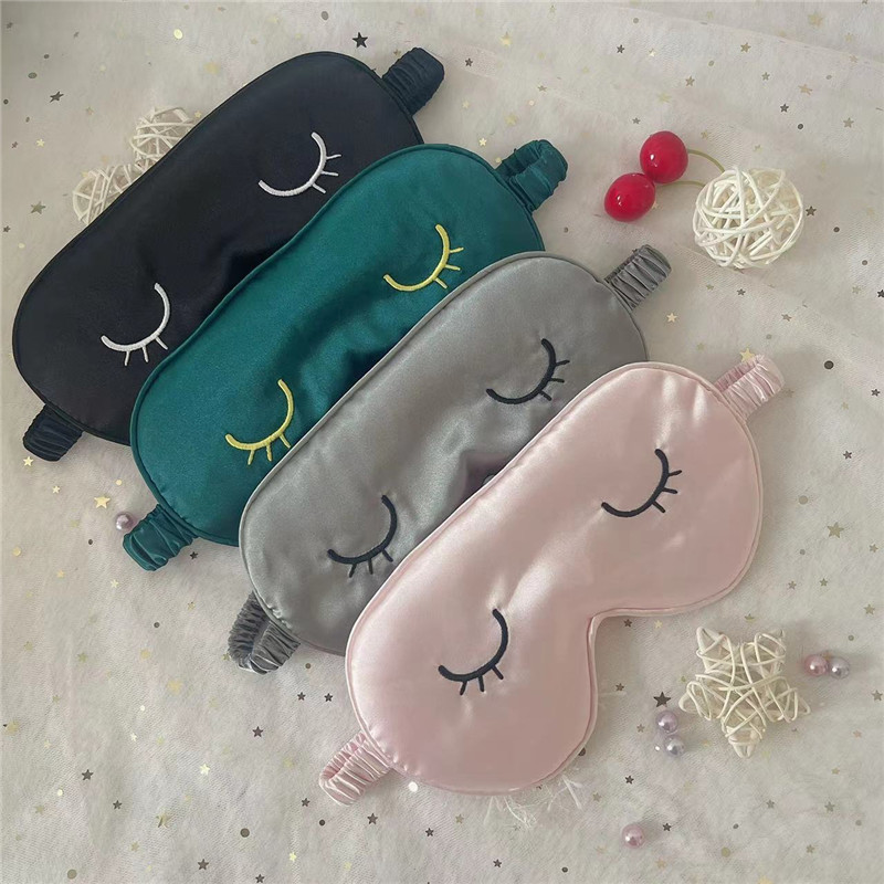 Pestañas de ojo de dibujos animados lindo máscara de ojo de seda imitación seda de mora sombreado máscara de ojo de sueño transpirable traje de viaje en stock