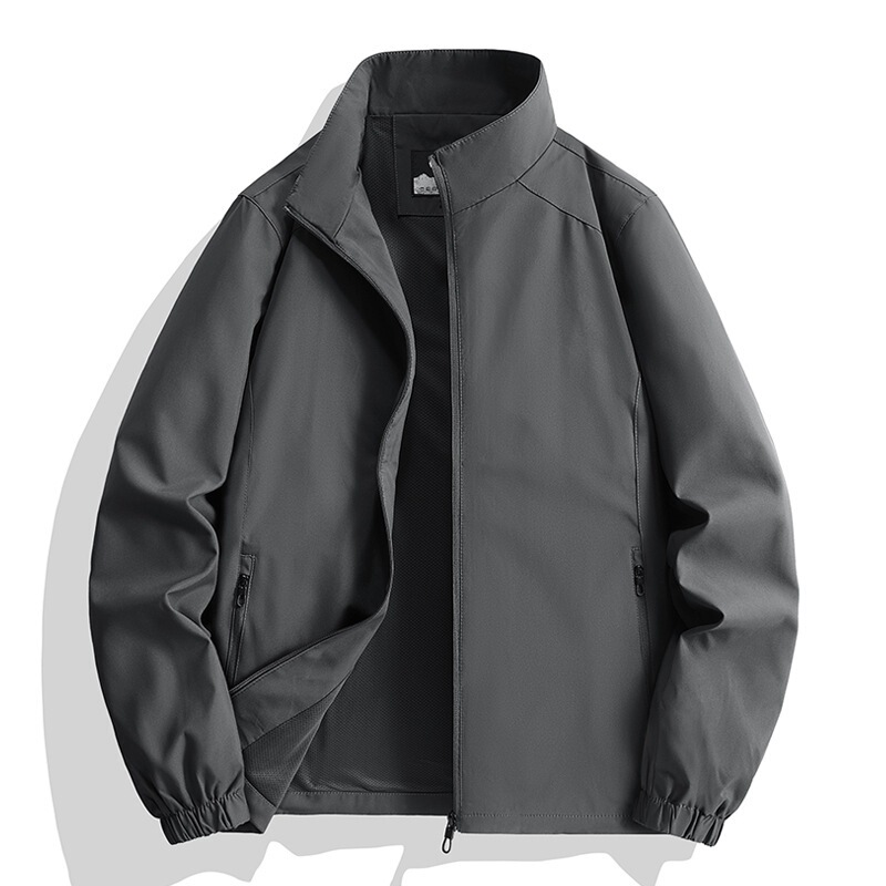 New Softshell Mountaineering Hoodless Stand-Collar Jacket for Men, Spring and Autumn Trendy Outdoor Slim-Fit Workwear Coat