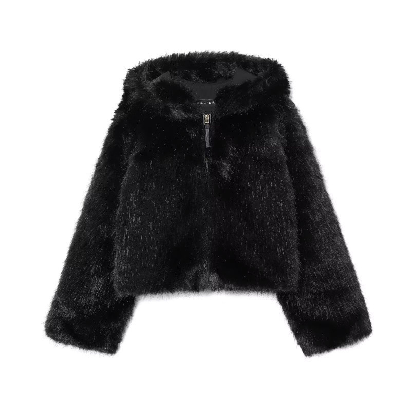 Cross-Border Export Women's Clothing 2025 Autumn and Winter European and American Style Hooded Long-Sleeved Artificial Fur Jacket Women's Wholesale Cross-Border Export Women's Clothing 2025 Autumn and Winter European and American Style Hooded Long-Sleeved Artificial Fur Jacket Women's Wholesale