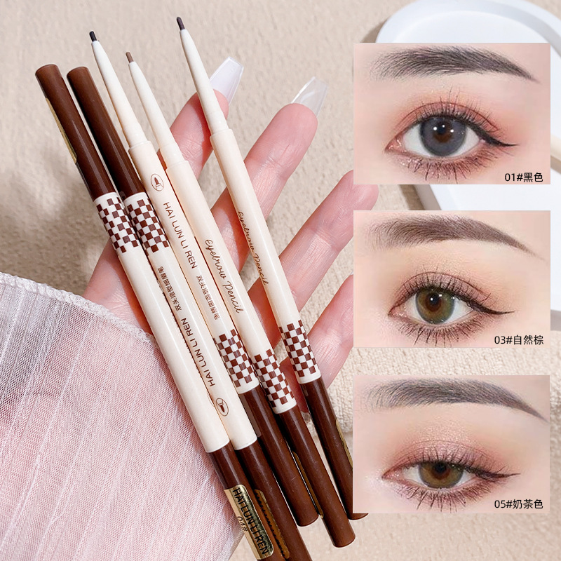 Helen Beauty Ultra-Fine Double-Ended Eyebrow Pencil for Natural Three-Dimensional Sketching, Easy to Use, Long-Lasting, Not Easy to Smudge, Student Eyeliner Pencil