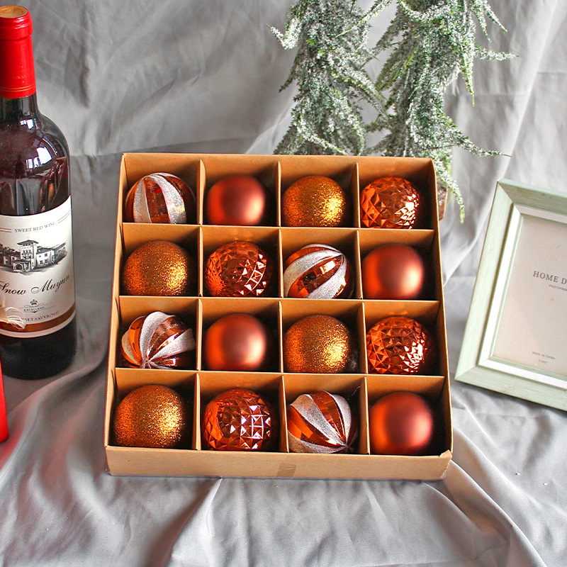 Christmas Ornament Ball Set with Gold-Plated Balls, 6cm Painted Christmas Balls, Christmas Tree Hangings, Gift Box