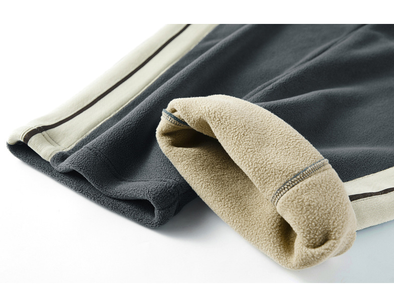 Polar opstaande kraag sweatshirt jas met winterse toevoeging dikke sportpak voor heren, Olympische fleece warme tweedelige set_voghion.com