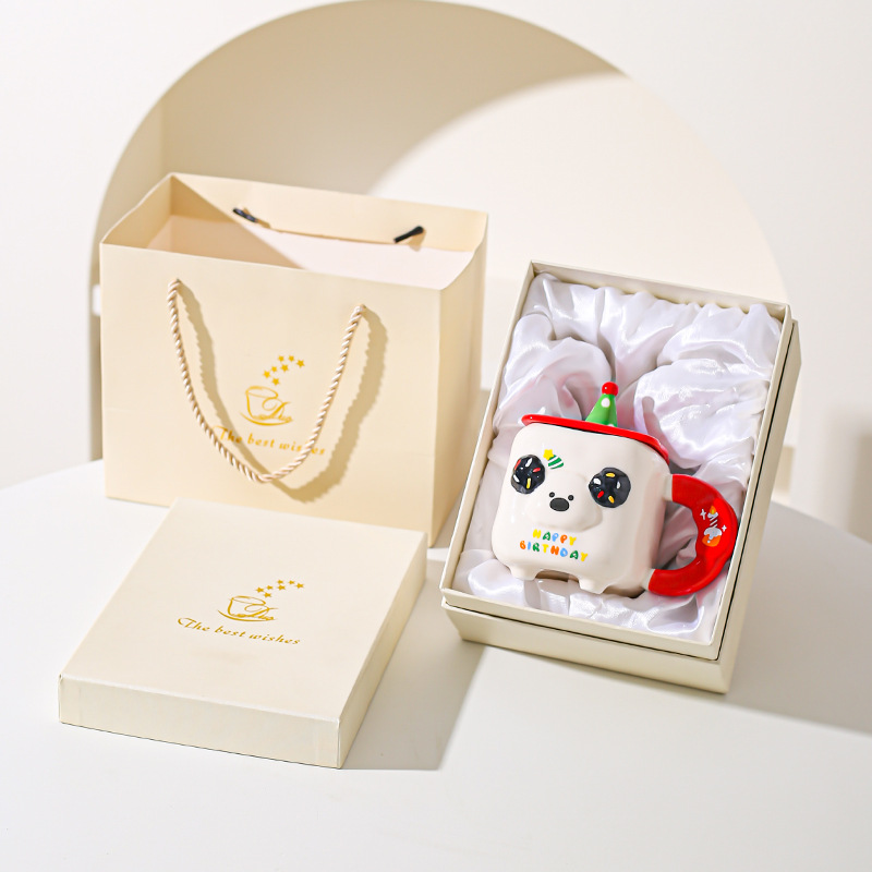 Caricatura encantadora, taza de animales, regalo de cumpleaños, taza de cerámica, taza de desayuno de leche casera