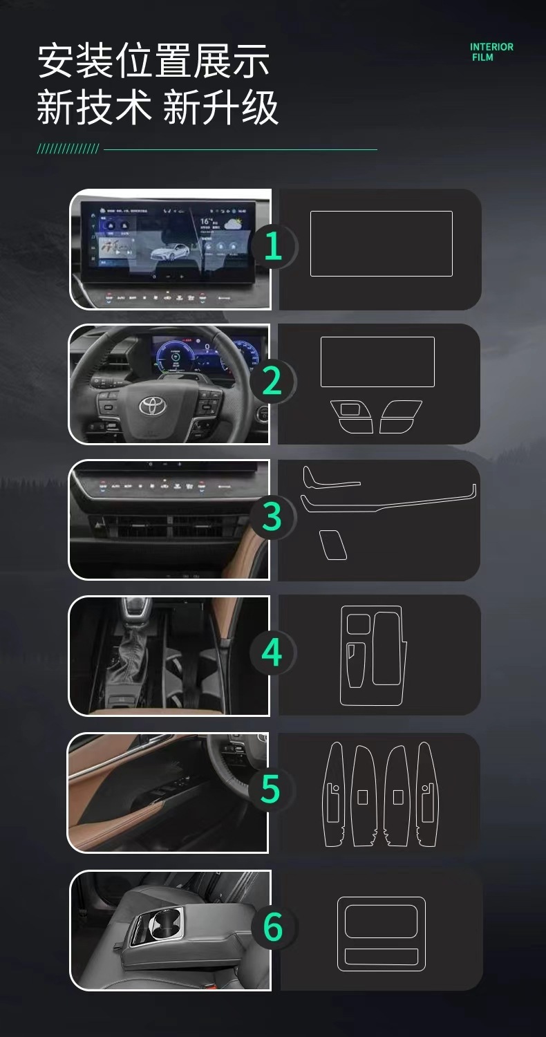 Suitable for 25 models of the ninth-generation Toyota Camry, specialized center console screen interior protective film for modification accessories
