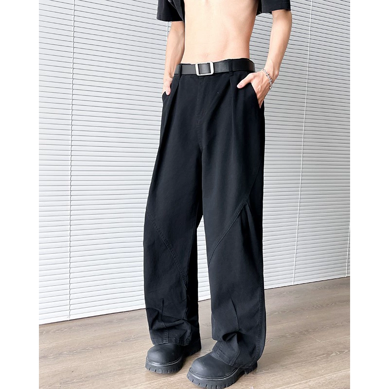Брюки-карго с плиссировкой в ​​американском стиле для мужчин и женщин, свободные повседневные длинные брюки прямого кроя в стиле ретро с широкими штанинами.