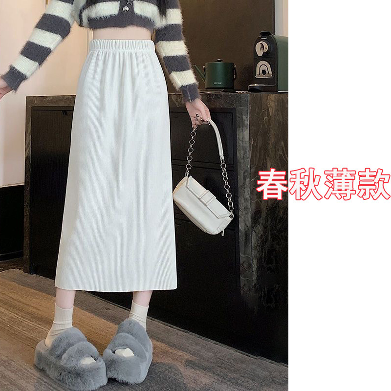コーデュロイ大きいサイズレディースベルベット厚手スカート2024秋冬Aライン痩身韓国風ミドル丈レディーススカートハイウエスト