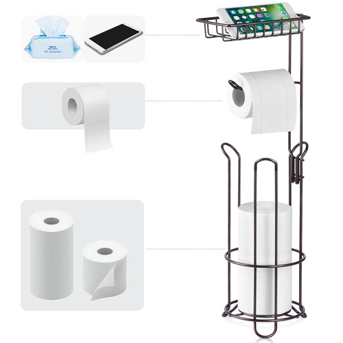 Vertical paper towel holder floor-mounted household toilet bathroom tissue holder storage shelf toilet paper storage rack cross-border iron scroll paper holder