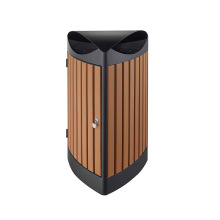 南方户外仿木条垃圾桶锥形立式大容量室外街道大号公园塑木果皮箱