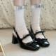 High Heels Women's 2025 New Summer Thick Heel silver Baotou High-end Mary Jane Small Leather Shoes with Skirt Sandals