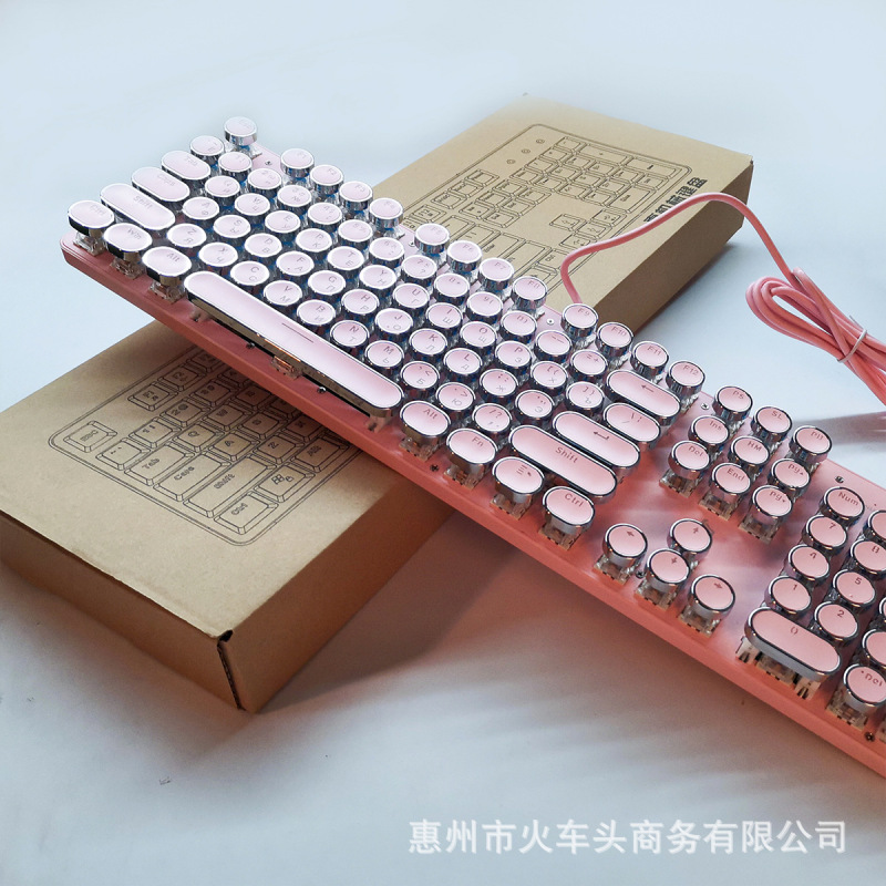 [ロシア語キーボード] レトロラウンドスチームパンクノブメカニカルキーボードクロスボーダー直販87/104キー在庫あり|undefined