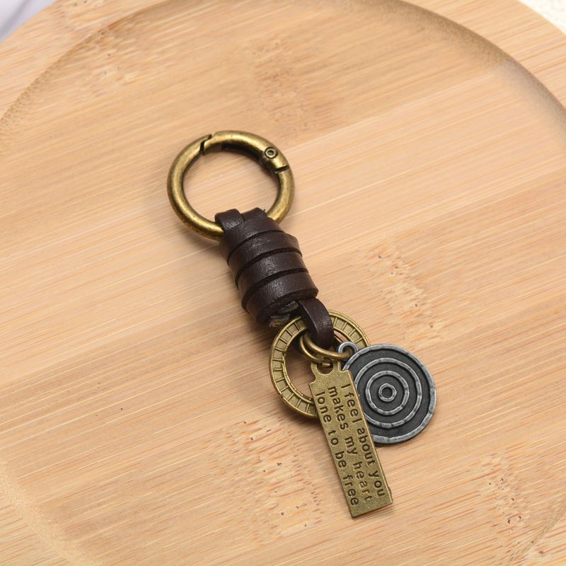 New spring buckle hand-woven retro versatile cowhide key chain semi-finished DIY pendant accessories