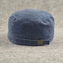 后封口男士复古水洗棉布大头围平顶帽户外休闲不褪色中老年小码男